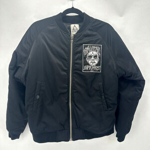 Rare UNIF Brutal Spears Bomber Jacket Womens XS Black Oversize Punk Goth Emo Pop
